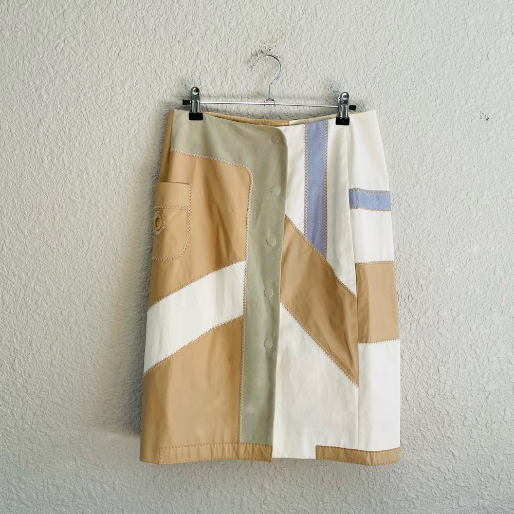 Vintage Salvatore Ferragamo Patchwork 90s Leather Wrap Skirt